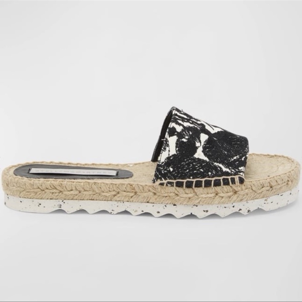 Stella McCartney Gaia Embroidered Mushroom Espadrille Slides